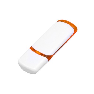 Купить Флешка 3.0 промо прямоугольной классической формы с цветными вставками, 32 Гб, белый/оранжевый с нанесением