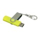 Купить Флешка с  поворотным механизмом, c дополнительным разъемом Micro USB, 64 Гб, желтый с нанесением логотипа