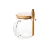 Купить Кружка стеклянная с крышкой и ложкой из бамбука, 420 мл, прозрачный/натуральный с нанесением логотипа