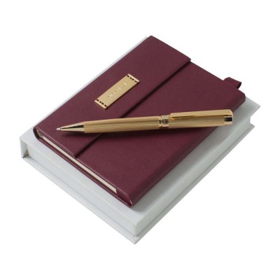 Купить Набор Nina Ricci: дизайнерский блокнот А6, шариковая ручка, бордовый с нанесением