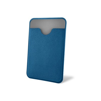 Купить Чехол-картхолдер Favor на клеевой основе на телефон для пластиковых карт и и карт доступа, синий с нанесением логотипа