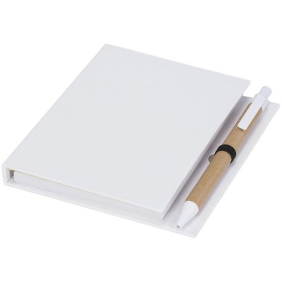 Купить Цветной комбинированный блокнот с ручкой, белый с нанесением логотипа