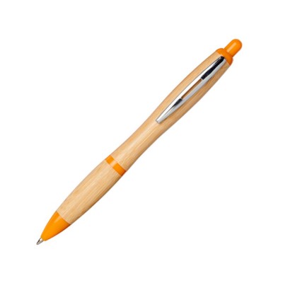 Купить Шариковая ручка Nash из бамбука, натуральный/оранжевый с нанесением