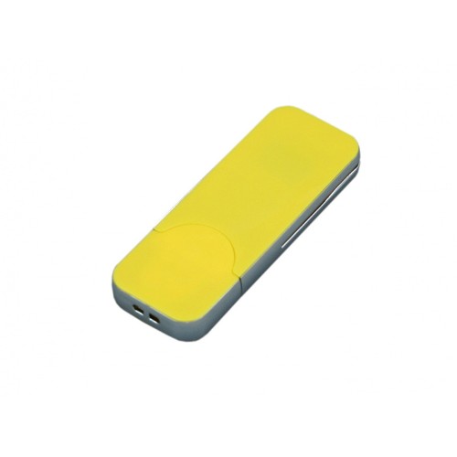 Купить USB-флешка на 64 Гб в стиле I-phone, прямоугольнй формы, желтый с нанесением логотипа