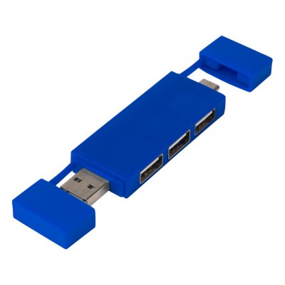 Купить Mulan Двойной USB 2.0-хаб, синий с нанесением логотипа