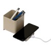 Купить Настольный органайзер Cubic из пшеничного волокна с функцией беспроводной зарядки и выходами USB с нанесением логотипа