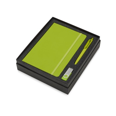 Купить Подарочный набор Vision Pro Plus soft-touch с флешкой, ручкой и блокнотом А5, зеленый с нанесением