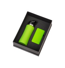 Подарочный набор с бутылкой для воды и повербанком С2, 10000 mAh, зеленое яблоко