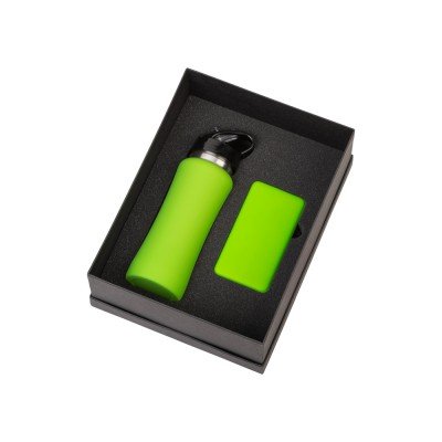 Купить Подарочный набор с бутылкой для воды и повербанком С2, 10000 mAh, зеленое яблоко с нанесением логотипа