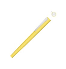 Ручка металлическая роллер Brush R GUM soft-touch с зеркальной гравировкой, желтый