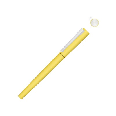 Купить Ручка металлическая роллер Brush R GUM soft-touch с зеркальной гравировкой, желтый с нанесением