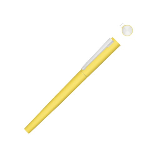Купить Ручка металлическая роллер Brush R GUM soft-touch с зеркальной гравировкой, желтый с нанесением логотипа
