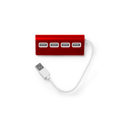 Купить USB-хаб PLERION, красный с нанесением логотипа