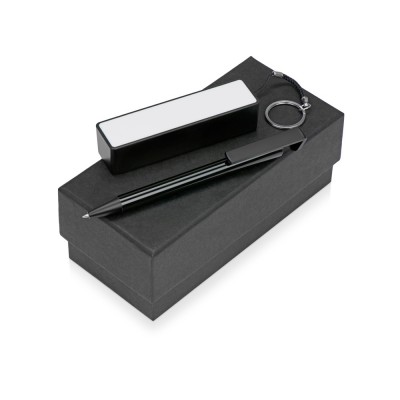 Купить Подарочный набор Kepler с ручкой-подставкой и зарядным устройством, черный с нанесением логотипа