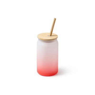 Купить Стакан стеклянный DALBY с цветным градиентом, 350 мл, белый/красный с нанесением логотипа