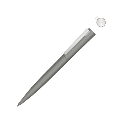 Купить Металлическая шариковая ручка soft touch Brush gum, серый с нанесением логотипа