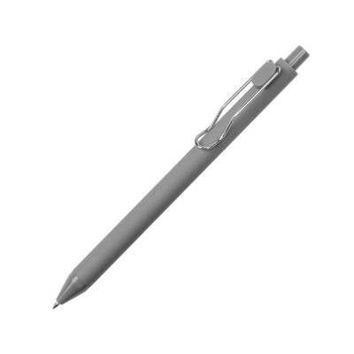 Купить Ручка пластиковая шариковая Clip, софт-тач, серый с нанесением логотипа