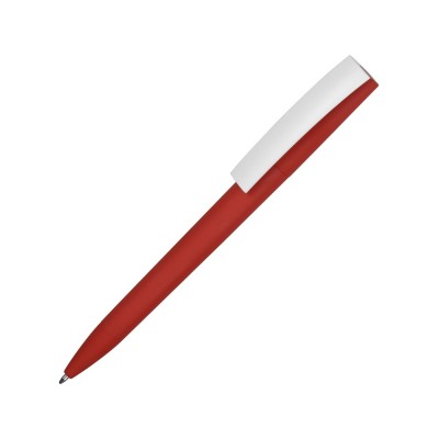 Купить Ручка пластиковая soft-touch шариковая Zorro, красный/белый с нанесением логотипа