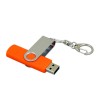 Купить Флешка с  поворотным механизмом, c дополнительным разъемом Micro USB, 64 Гб, оранжевый с нанесением логотипа