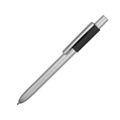 Ручка металлическая шариковая Bobble с силиконовой вставкой, серый/черный