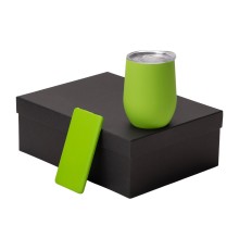 Подарочный набор с термокружкой и повербанком С1, 5000 mAh, зеленое яблоко
