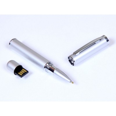 Купить USB-флешка на 64 ГБ в виде ручки с мини чипом, серебро с нанесением