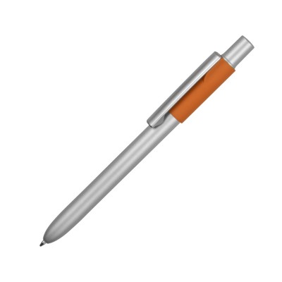 Купить Ручка металлическая шариковая Bobble с силиконовой вставкой, серый/оранжевый с нанесением