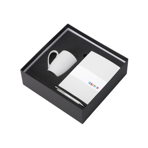 Купить Подарочный набор с блокнотом С1, металлической ручкой и кружкой, белый с нанесением логотипа