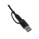 Купить USB-хаб Link с коннектором 2-в-1 USB-C и USB-A, 2.0/3.0, черный с нанесением логотипа