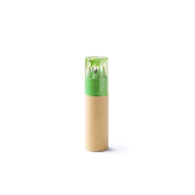 Купить Набор из 6 деревянных карандашей MABEL в футляре из переработанного картона, натуральный/папоротник с нанесением логотипа