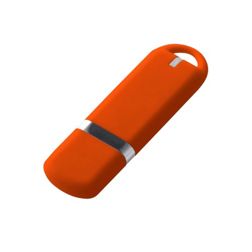 Купить USB-флешка на 128 ГБ 3.0 USB, с покрытием soft-touch, оранжевый с нанесением логотипа