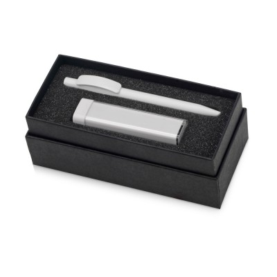 Купить Подарочный набор White top с ручкой и зарядным устройством, белый с нанесением логотипа