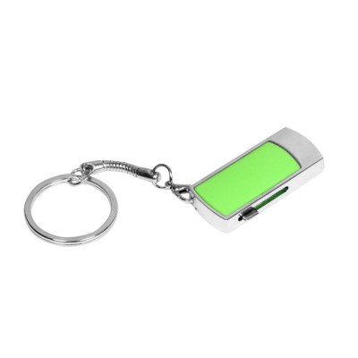 Купить Флешка прямоугольной формы, выдвижной механизм с мини чипом, 32 Гб, зеленый/серебристый с нанесением логотипа