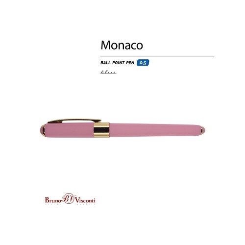 Купить Ручка пластиковая шариковая Monaco, 0,5мм, синие чернила, розовый с нанесением логотипа