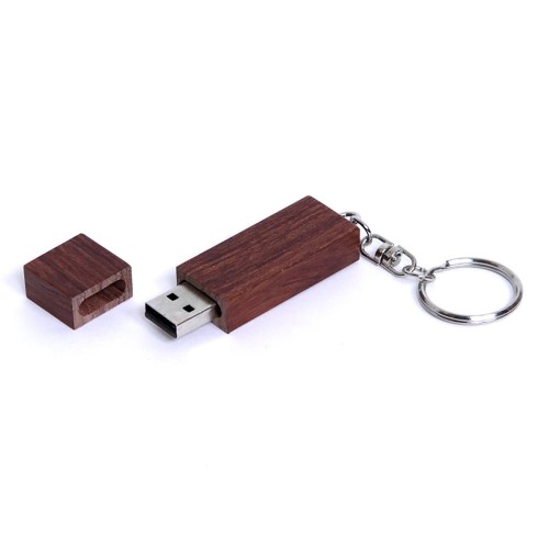 Купить USB-флешка на 64 Гб прямоугольная форма, колпачек с магнитом, коричневый с нанесением логотипа