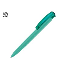 Ручка пластиковая шариковая трехгранная Trinity K transparent Gum soft-touch с чипом передачи инфо, морская волна