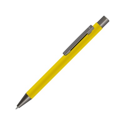Купить Ручка шариковая UMA STRAIGHT GUM soft-touch, с зеркальной гравировкой, желтый с нанесением