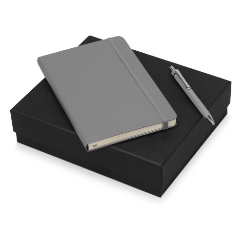 Купить Подарочный набор Moleskine Hemingway с блокнотом А5 и ручкой, серый с нанесением логотипа