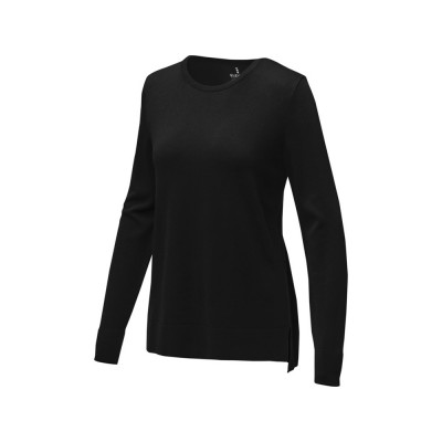 Купить Женский пуловер Merrit с круглым вырезом, черный с нанесением