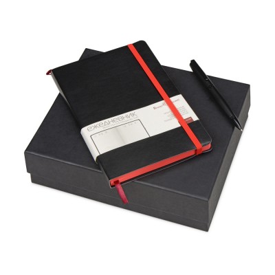 Купить Подарочный набор Bruno Visconti Megapolis Soft: ежедневник А5 недат., ручка шарик., черный/красный с нанесением