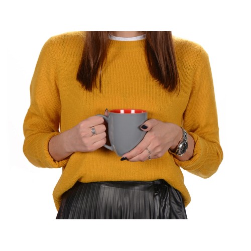 Купить Кружка керамическая Gracy 450мл, серый/красный с нанесением логотипа