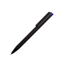 Ручка металлическая шариковая Taper Metal софт-тач с цветным зеркальным слоем, черный с синим