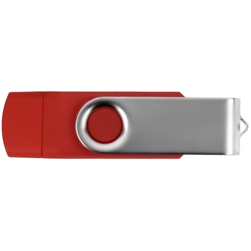Купить USB/micro USB-флешка 2.0 на 16 Гб Квебек OTG, красный с нанесением логотипа