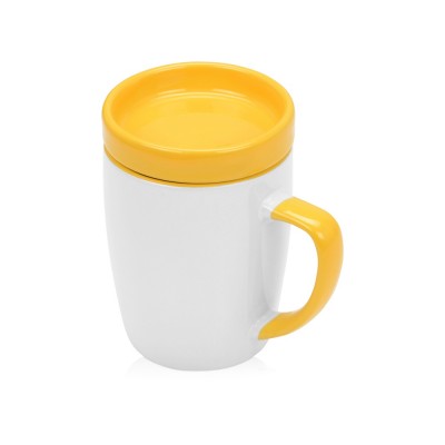 Купить Кружка с универсальной подставкой Мак-Кинни , белый/желтый с нанесением логотипа