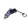 Купить USB-флешка на 32 Гб поворотный механизм, c двумя дополнительными разъемами MicroUSB и TypeC, серебро с нанесением логотипа
