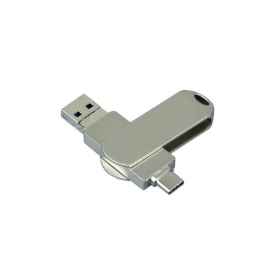 Металлическая флешка для айфона 3 в 1 (i-flash_TYPEC_3_in_1.128.S, I= 128 Гб USB 3.0, Металлический корпус. Без перс.)