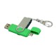 Купить Флешка с  поворотным механизмом, c дополнительным разъемом Micro USB, 64 Гб, зеленый с нанесением логотипа