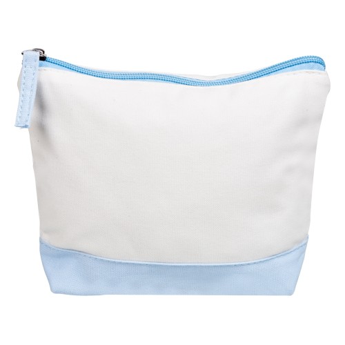 Купить Косметичка хлопковая Cotton, белый/голубой с нанесением логотипа