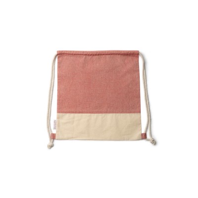 Купить Рюкзак-мешок LUANDA из переработанного хлопка, натуральный/красный с нанесением логотипа