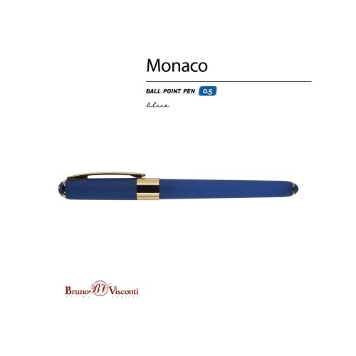 Купить Ручка пластиковая шариковая Monaco, 0,5мм, синие чернила, темно-синий с нанесением логотипа